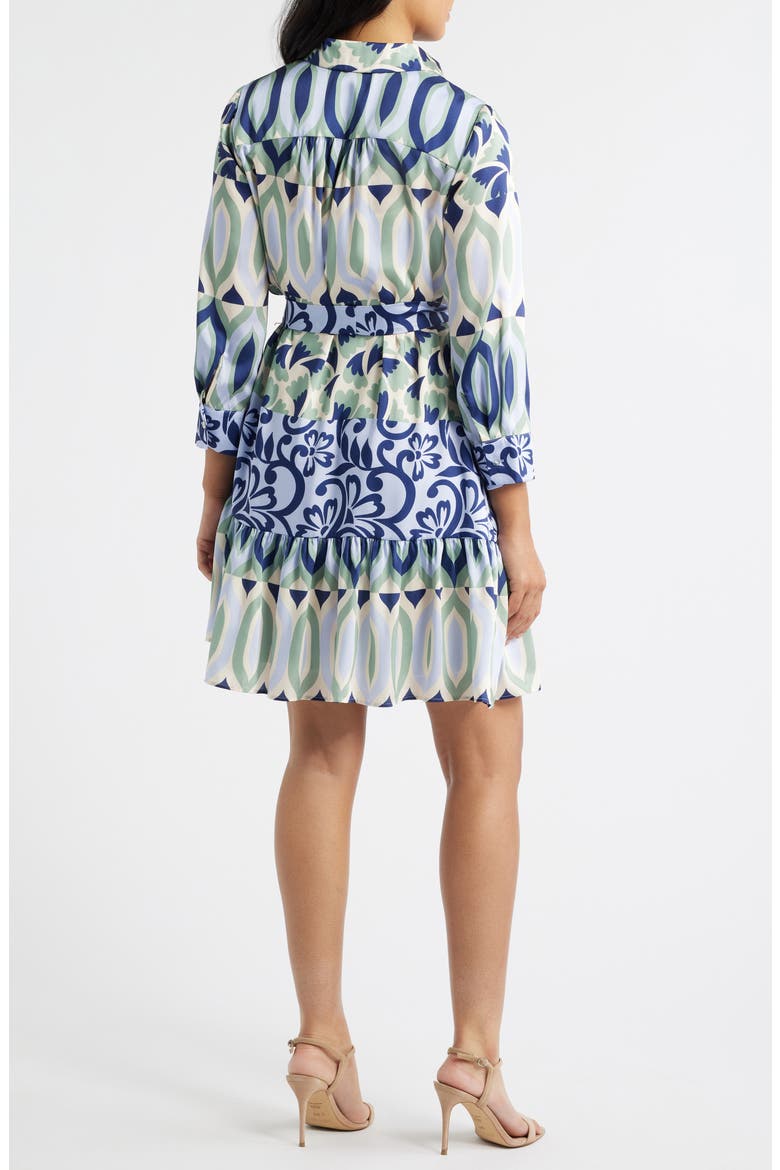 Mixed Print Mini Shirtdress, Alternate, color, GREEN MULTI