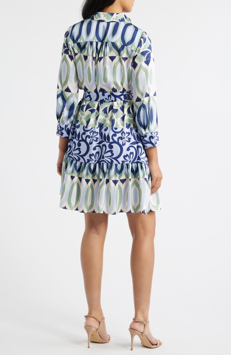 Julia Jordan Mixed Print Mini Shirtdress, Alternate, color, Green Multi