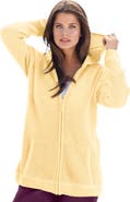 Roaman's Plus Size Waffle Knit Zip-Front Relaxed Hoodie
