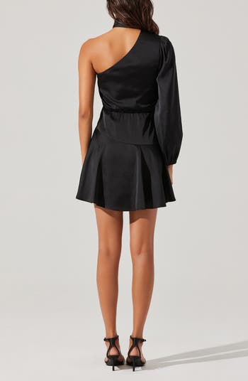 Satin Scarf One-Shoulder Minidress