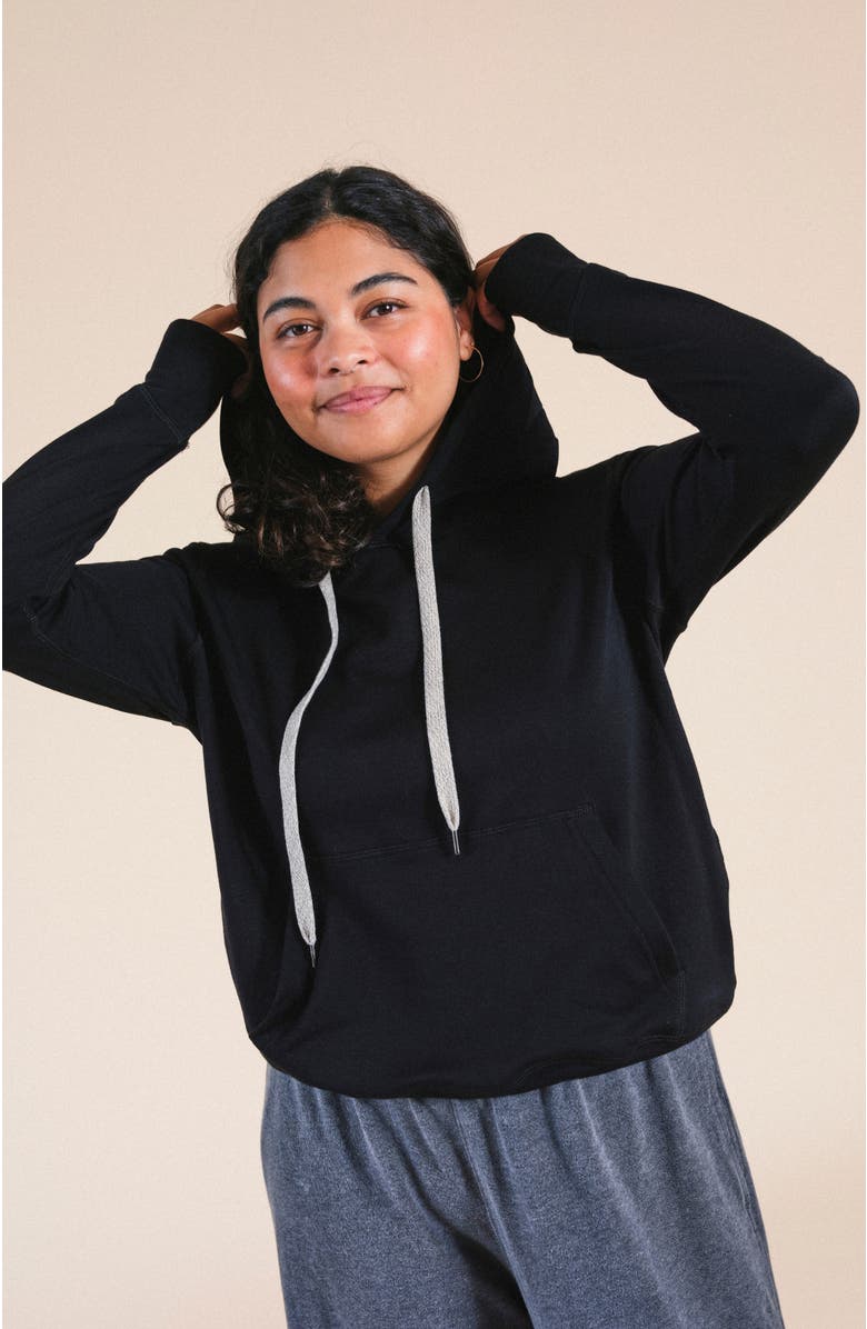 POPLINEN Betty Modal Hoodie, Alternate, color, Black