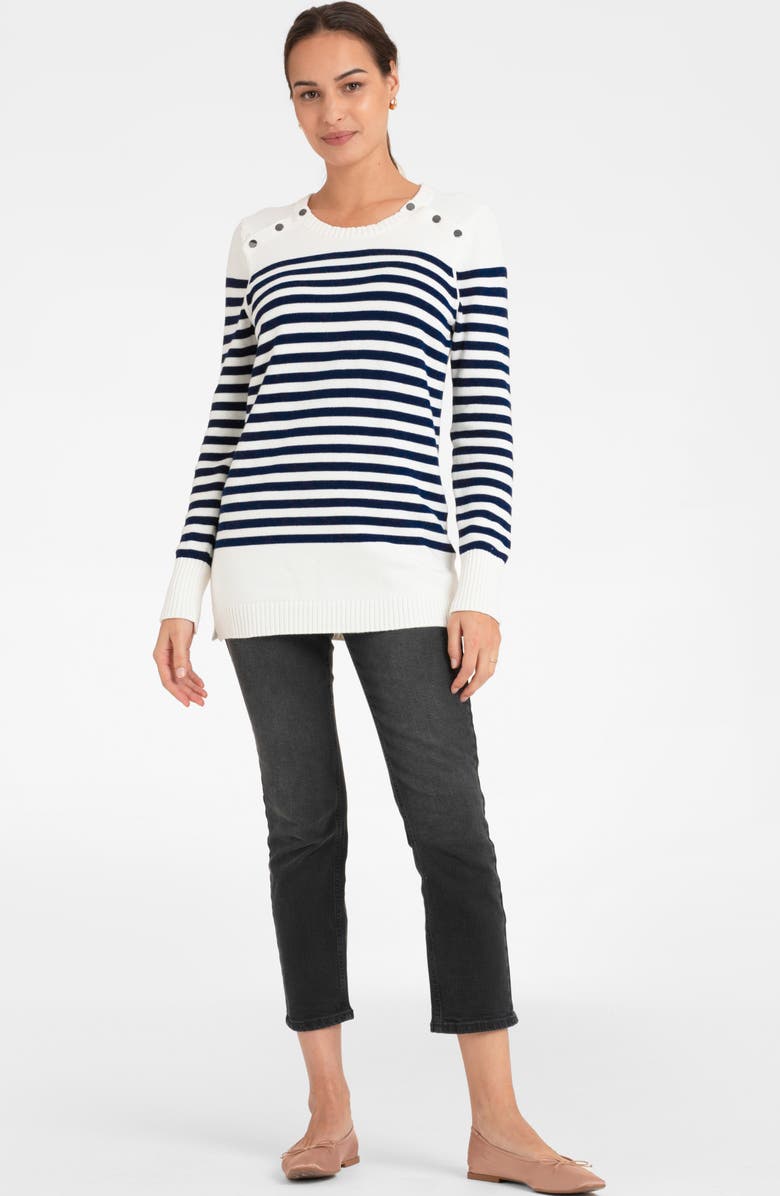 Seraphine Stripe Cotton Nursing/Maternity Sweater, Alternate, color,