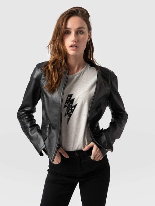 Saint And Sofia Saint + Sofia Blane Leather Jacket In Black