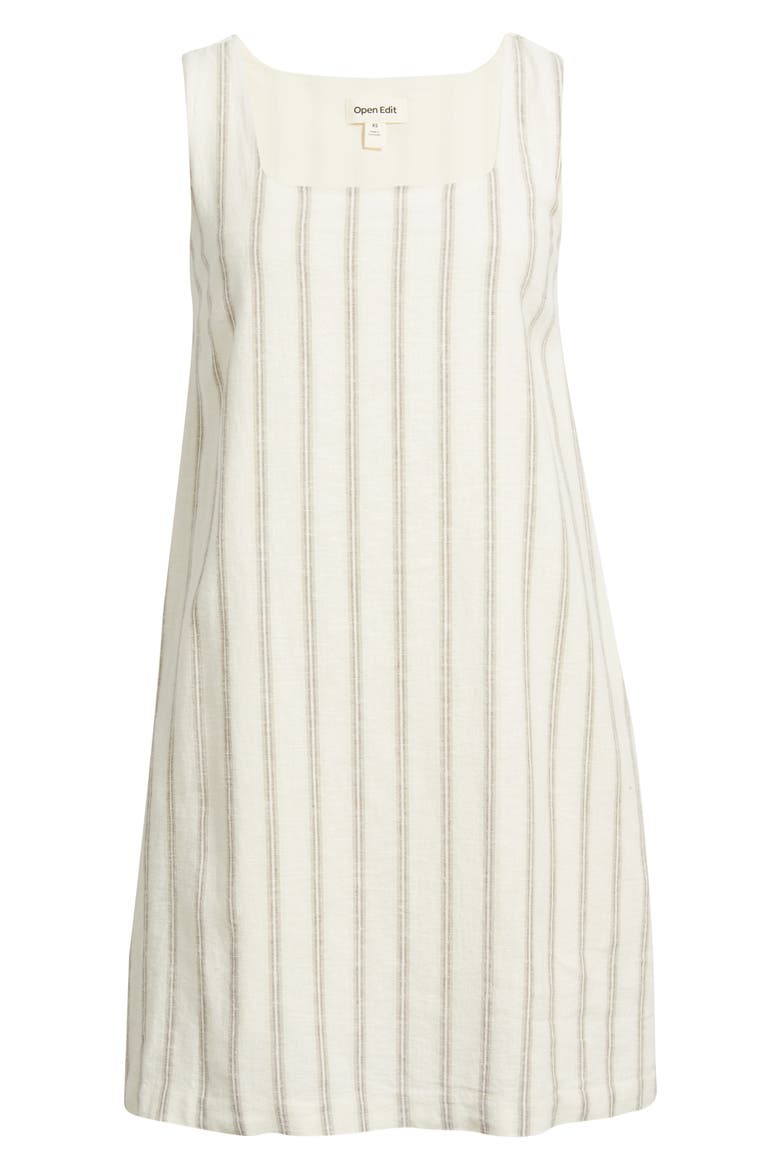 Linen Blend Shift Dress, Alternate, color, BEIGE CABANA STRIPE