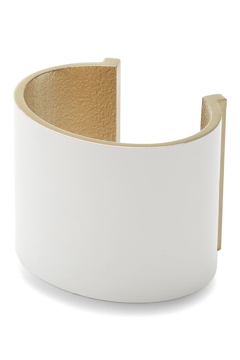 Brass Cuff Bracelet, Main, color, WHITE PEARL