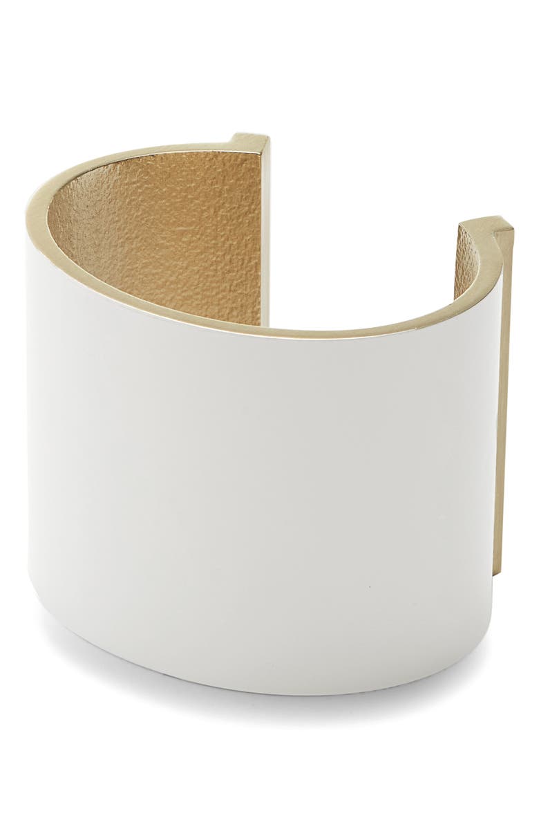 TOM FORD Brass Cuff Bracelet, Main, color, White Pearl