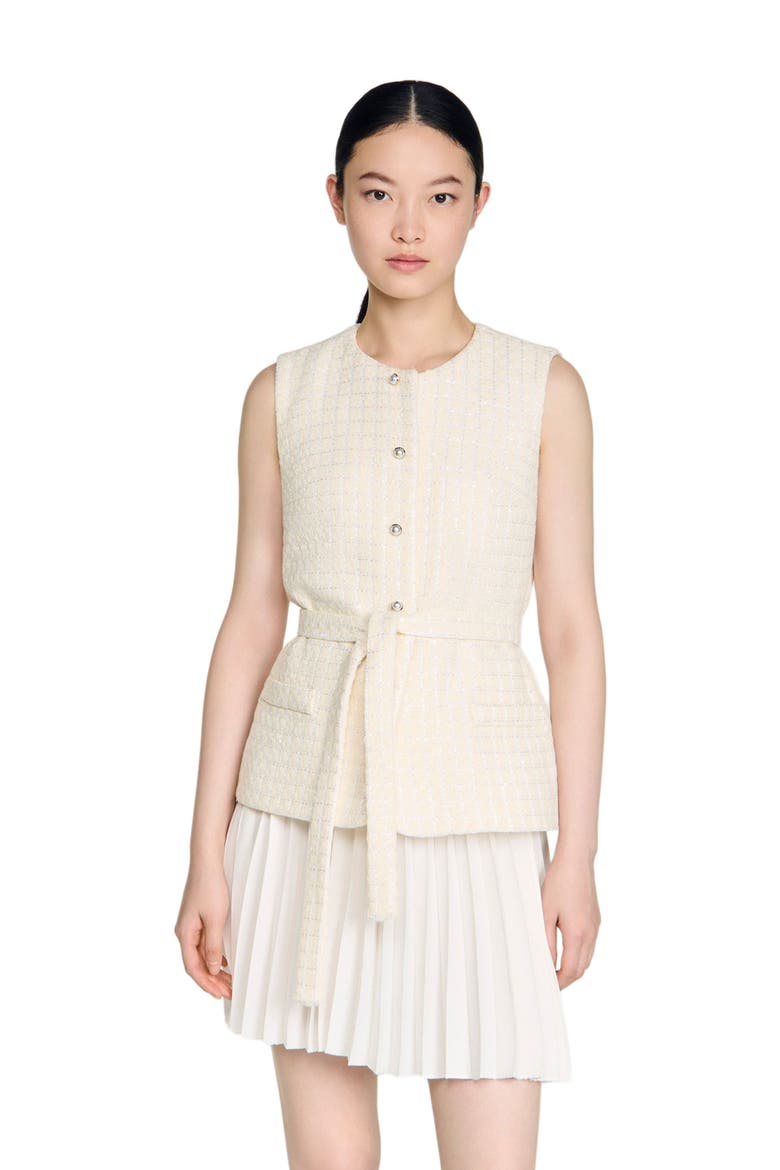 Two-material short dress, Alternate, color, Ecru