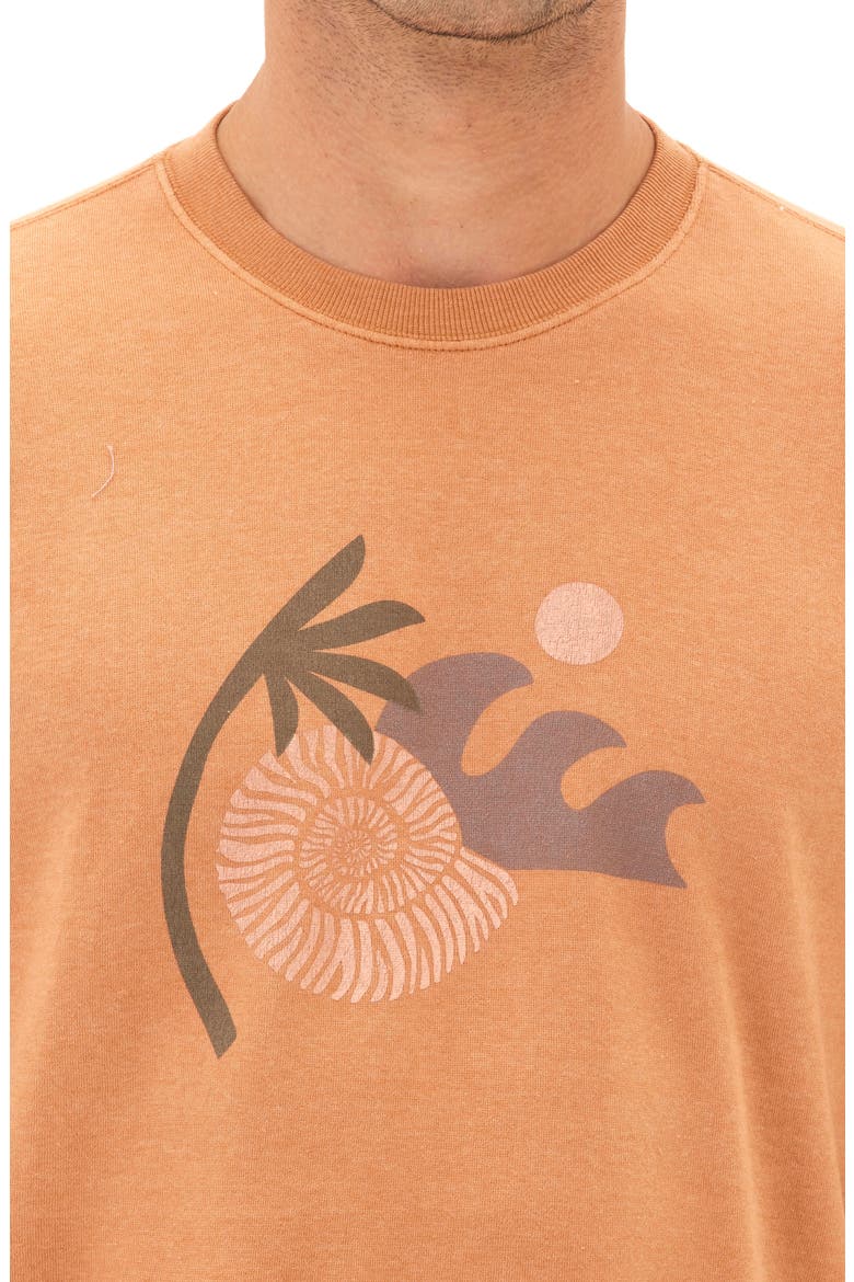 Sea & Shell Mineral Wash Crewneck Sweatshirt, Alternate, color, PAPAYA