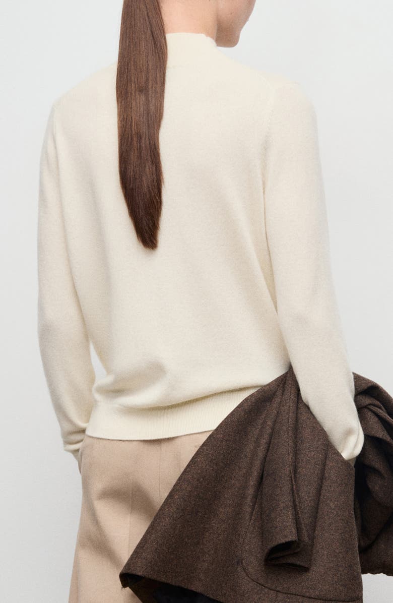 MANGO Mock Neck Cashmere Sweater, Alternate, color, Ecru