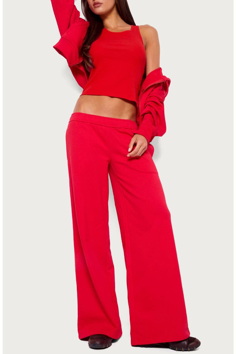 Francie Crop Stretch Cotton Rib Tank, Alternate, color, RED