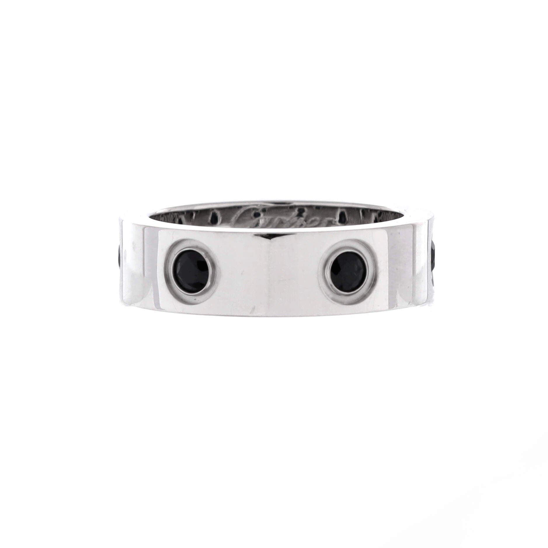 Love 6 Stone Band Ring 18K White Gold with Black Sapphires Narrow, Alternate, color, Metallic Gold