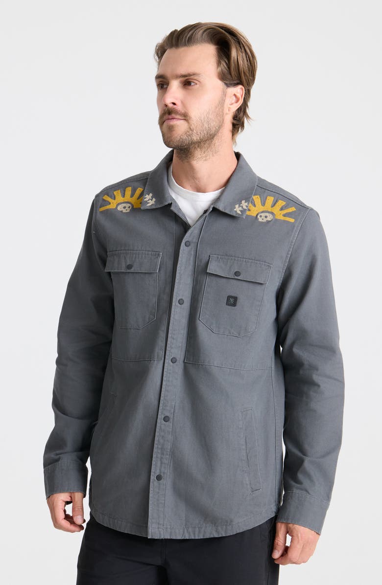 Roark Hebrides Cotton Canvas Shirt Jacket, Alternate, color, Charcoal