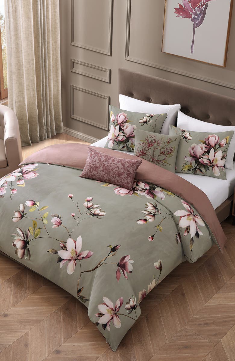 Bebejan 5-Piece Purple Lilies Reversible Comforter Set, Alternate, color, Purple