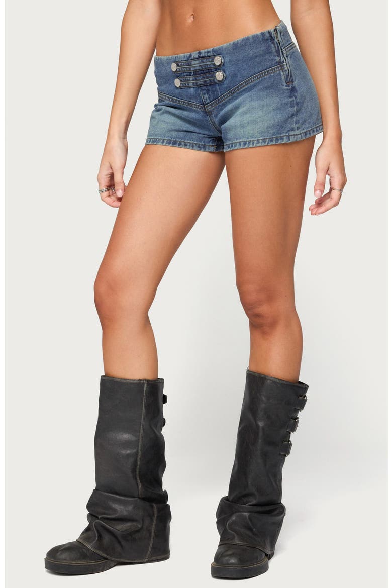 Jazzy Low Rise Denim Shorts, Alternate, color, LIGHT-BLUE-WASHED