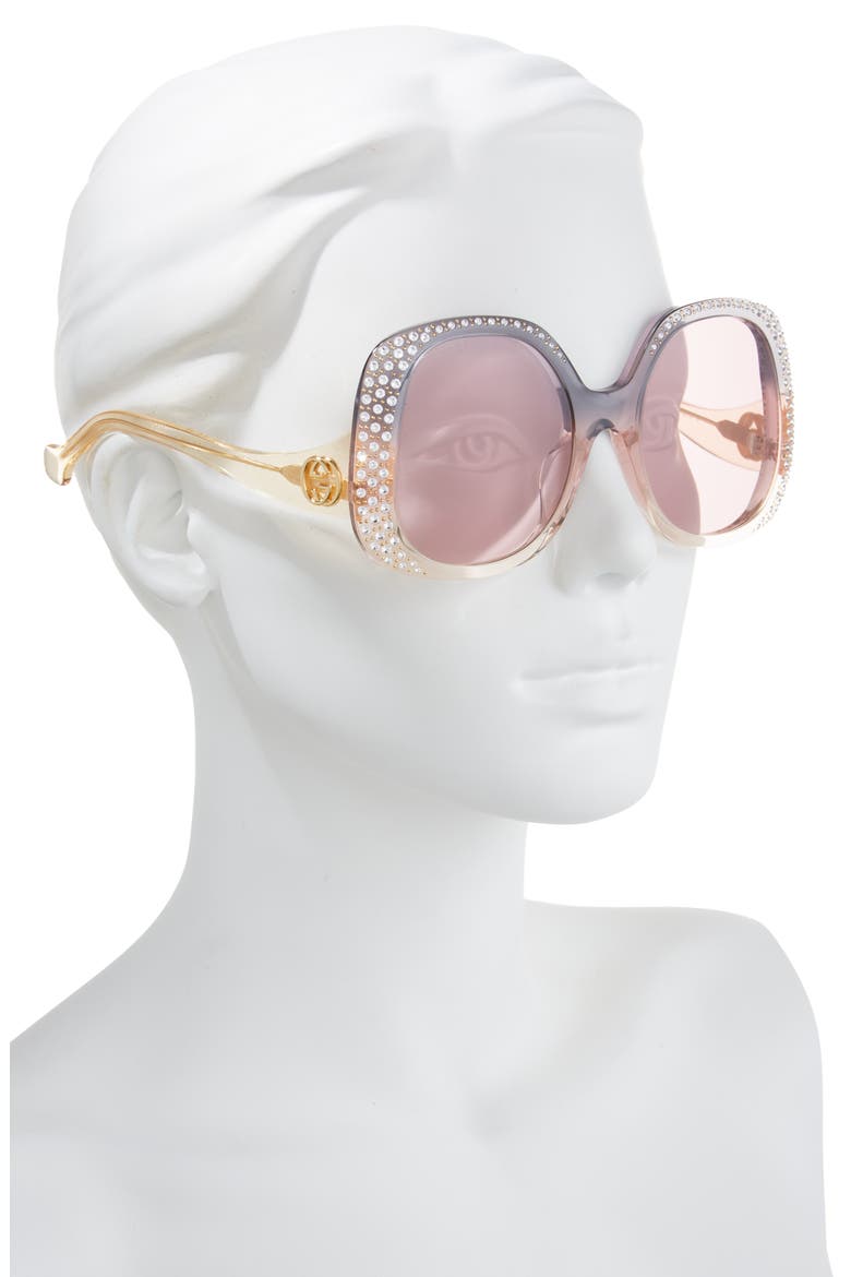 55mm Oversize Stud Sunglasses, Alternate, color, GREY YELLOW PINK