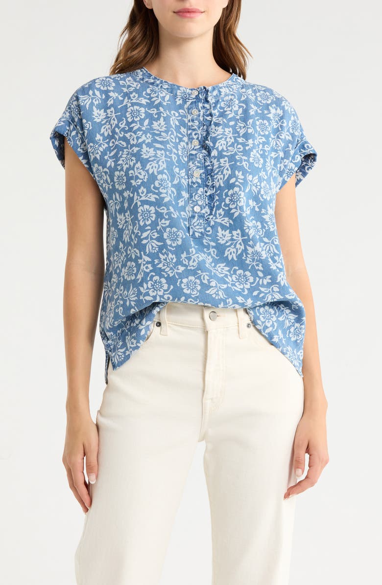 Tommy Bahama Bahia Blooms Top, Main, color, Medium Indigo Wash