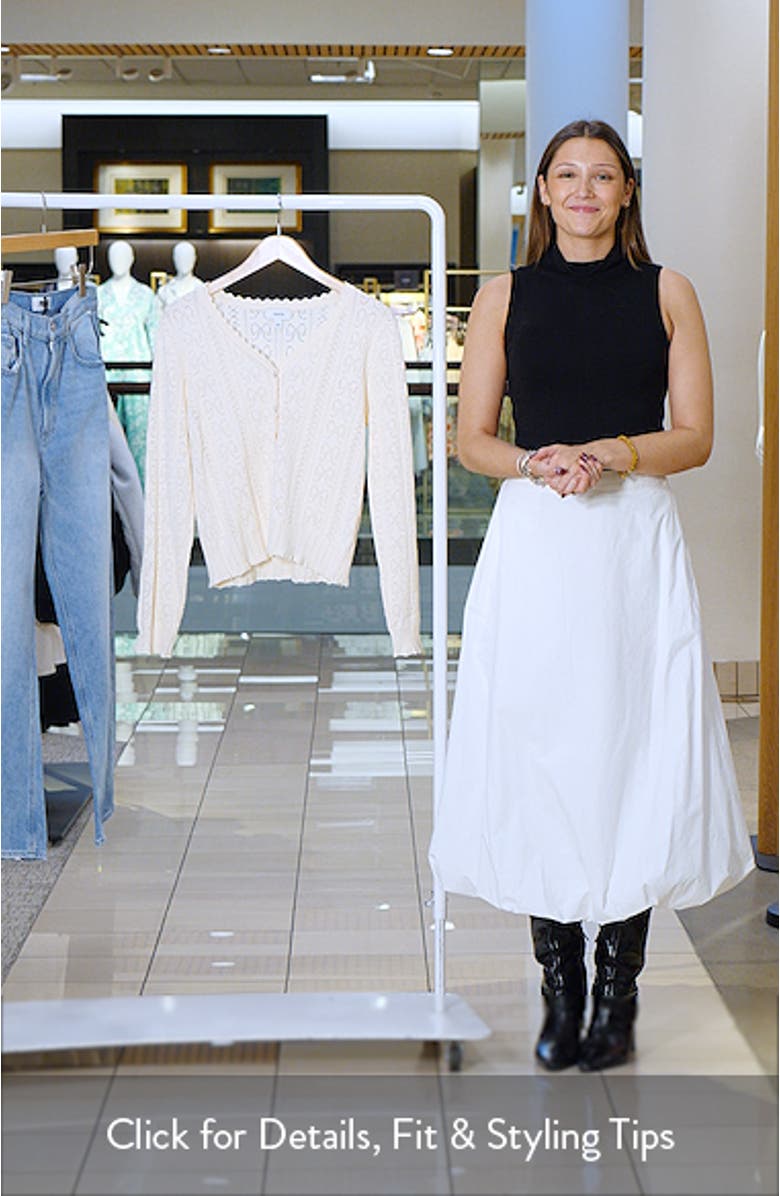 Pointelle Stitch Bow Cotton Cardigan, sales video thumbnail