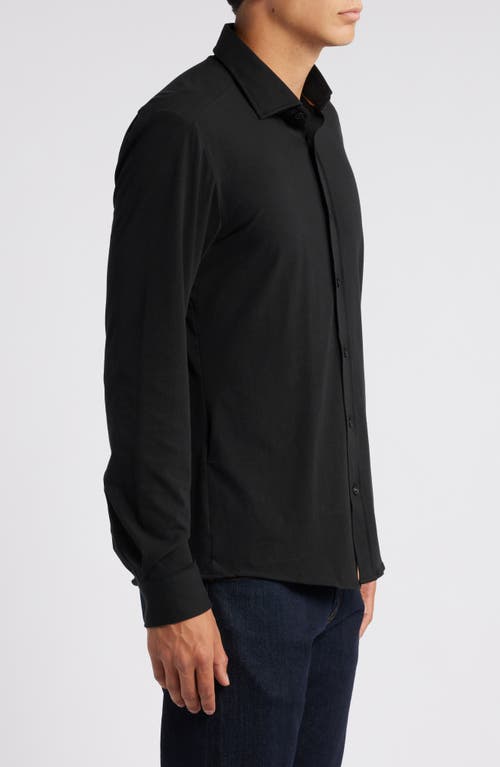 Hugo Boss Boss Roan Solid Stretch Cotton Button-up Shirt In Black