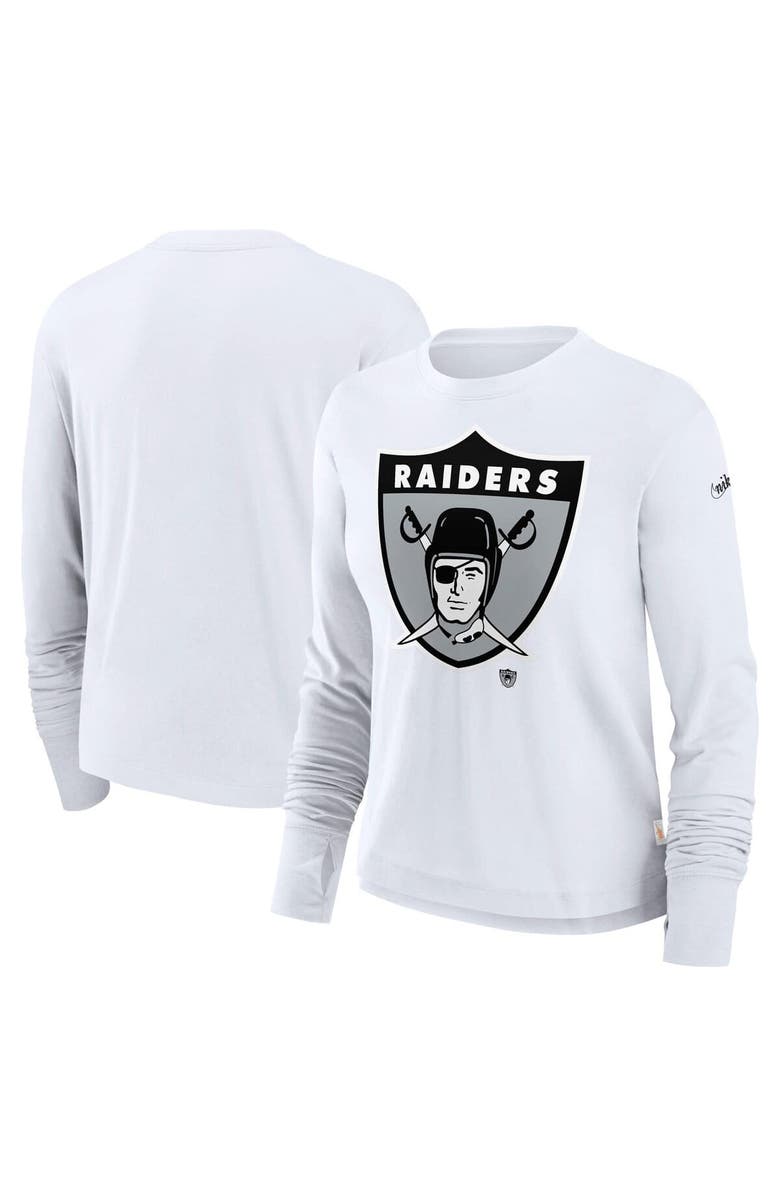 Nike Women's Nike White Las Vegas Raiders Large Logo Cropped Long Sleeve Fashion T-Shirt, Alternate, color, 