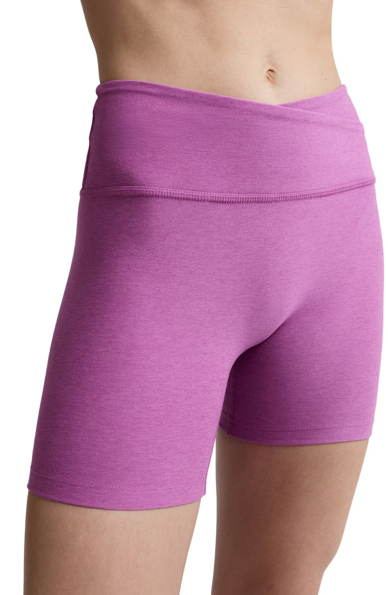 Beyond Yoga Space Dye Leisure Bike Shorts, Alternate, color, Fun Fuschia Heather