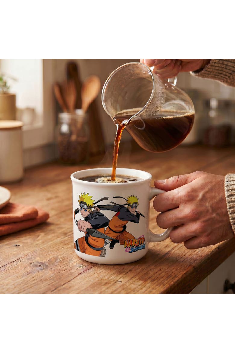 20 oz Naruto Shippuden Fight Action Ceramic Camper Mug, Alternate, color, White