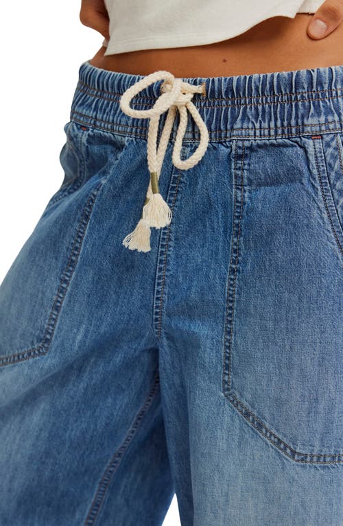 Free People Easy Peasy Wide Leg Denim Drawstring Pants In No Problem