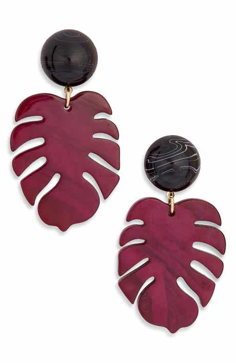 Resin Leaf Drop Earrings