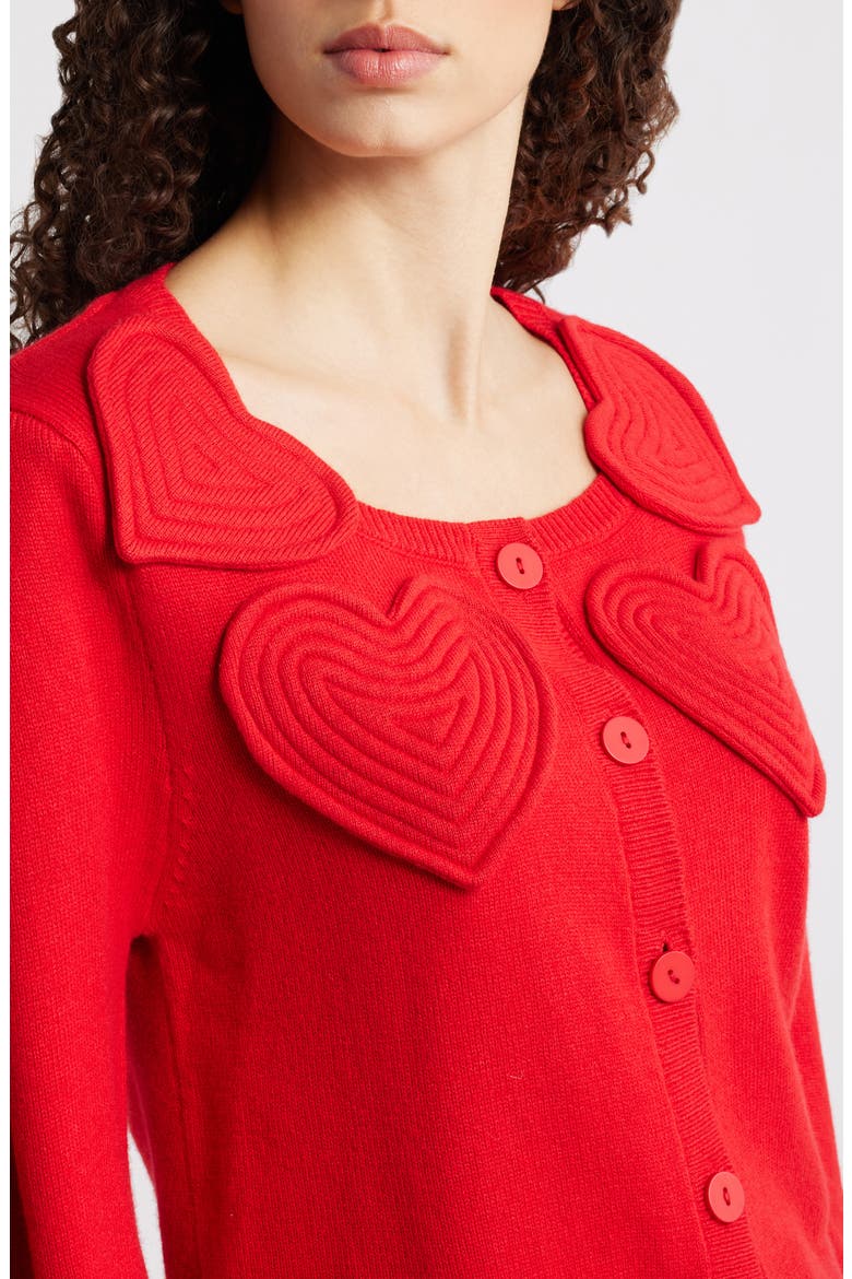 Red Heartful Knit Cardigan, Alternate, color, RED