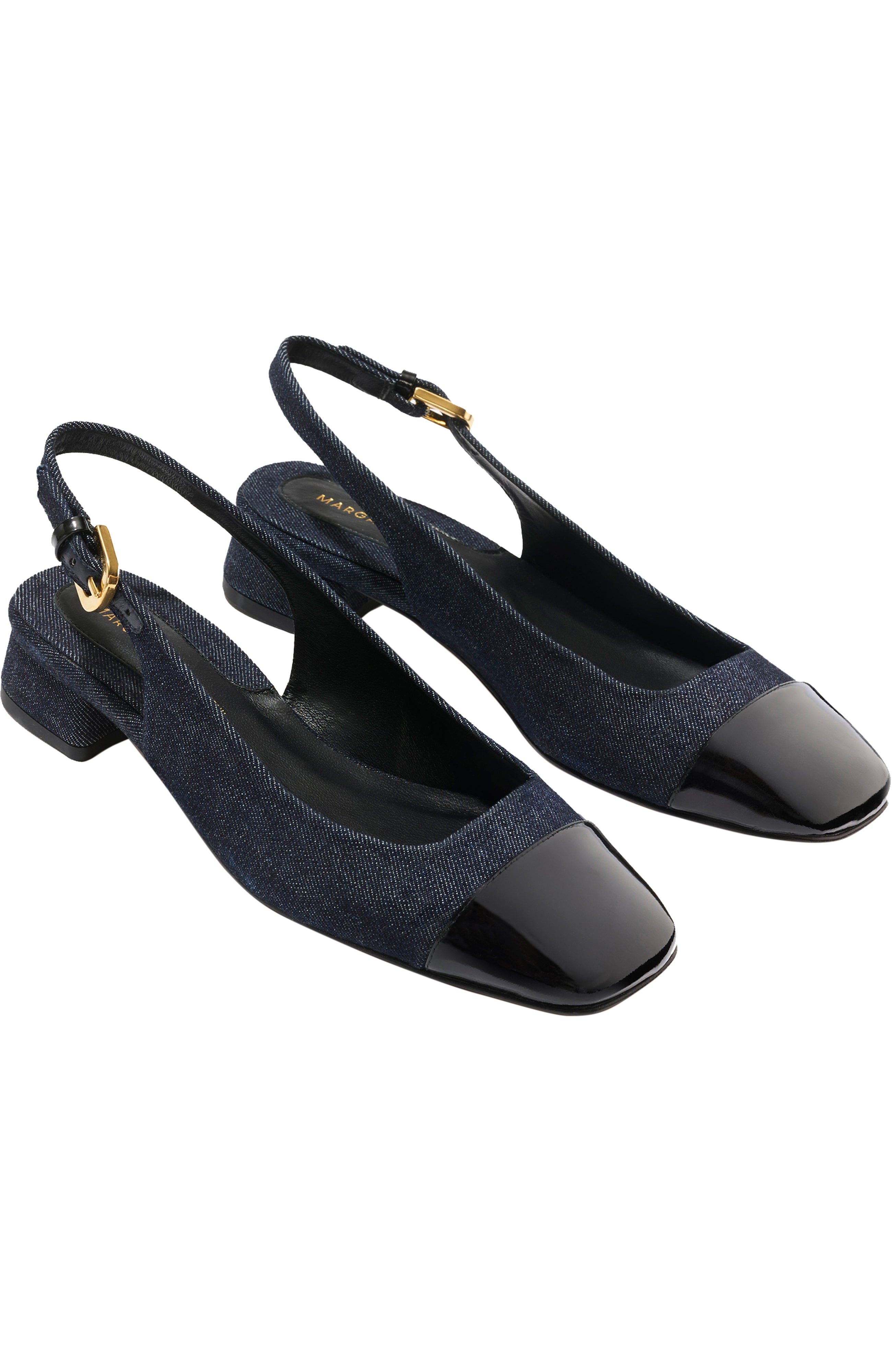 The Darcy Slingback, Alternate, color, Indigo Denim and Patent