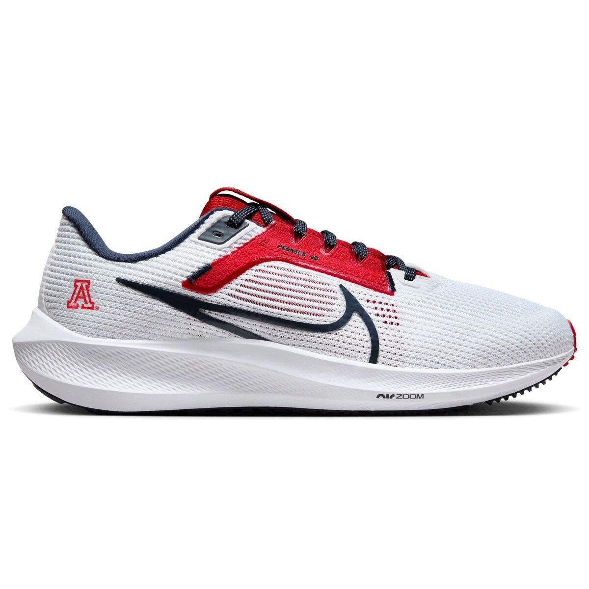 Nike Unisex Nike  White Arizona Wildcats Zoom Pegasus 40 Running Shoe, Alternate, color, 