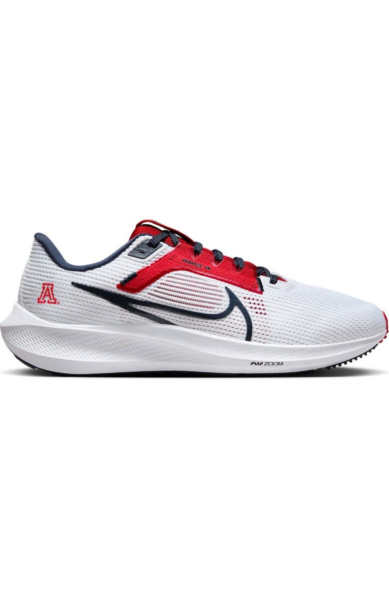 Nike Unisex Nike White Arizona Wildcats Zoom Pegasus 40 Running Shoe, Alternate, color,
