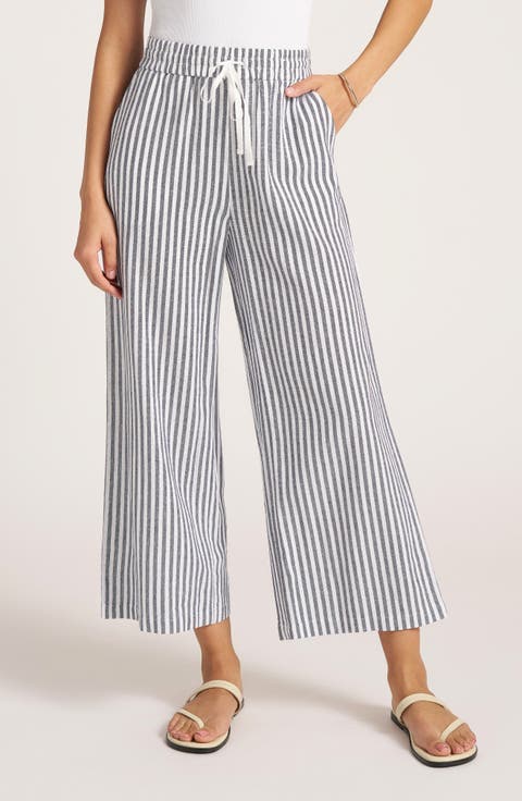 Beverly Relaxed Stripe Linen Blend Drawstring Pants