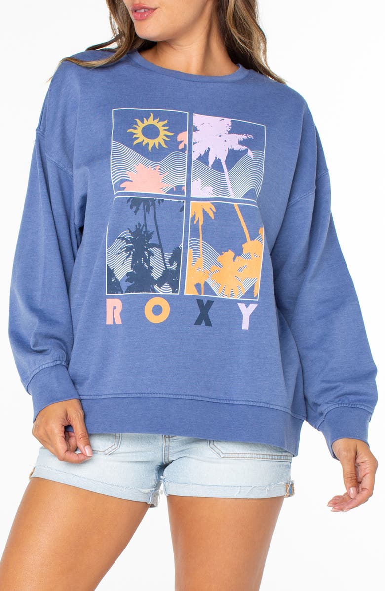 Roxy Coastal Motion Graphic Sweatshirt, Main, color, Coastal