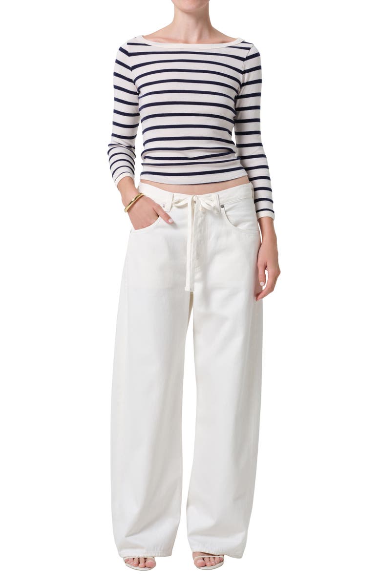 Citizens of Humanity Stripe Boat Neck Long Sleeve Rib T-Shirt, Alternate, color, Azure Stripe