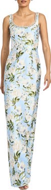 Sachin & Babi Lana Floral Satin Mikado Gown
