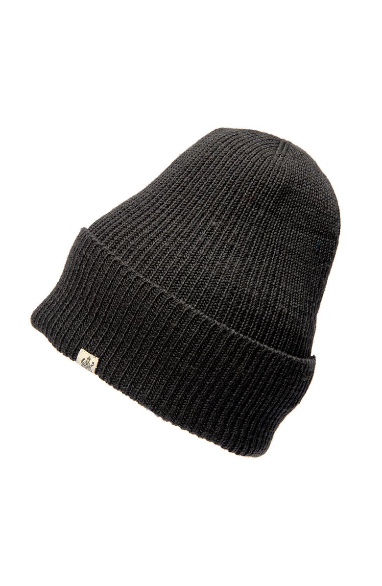 Nirvanna Designs Troubadour Rib Fold Beanie, Main, color, Black