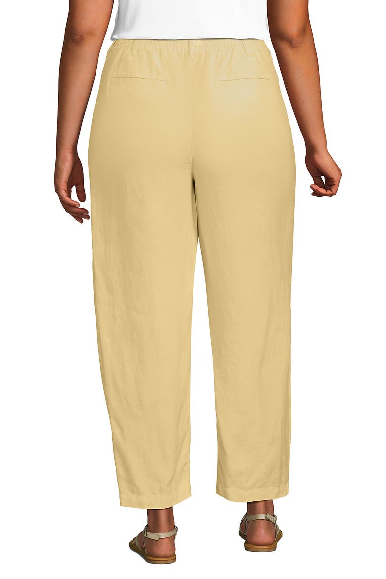 Plus Size Linen High Rise Pleated Barrel Leg Ankle Pants, Alternate, color, Pale Sunbeam Yellow