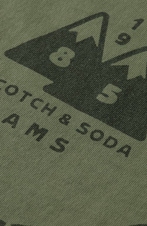 Scotch & Soda Loose Fit Garment Dyed Cotton Graphic T-shirt In Green