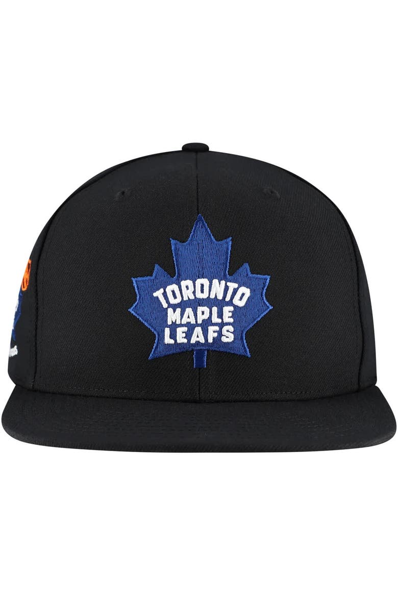 Men's Mitchell & Ness Black Toronto Maple Leafs Core Top Spot Snapback Hat, Alternate, color, Black