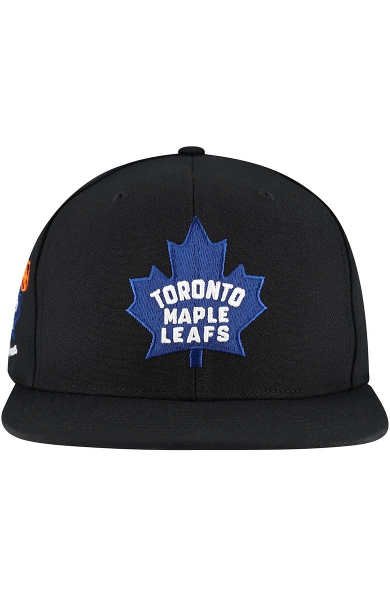 Mitchell & Ness Men's Mitchell & Ness Black Toronto Maple Leafs Core Top Spot Snapback Hat, Alternate, color, Black
