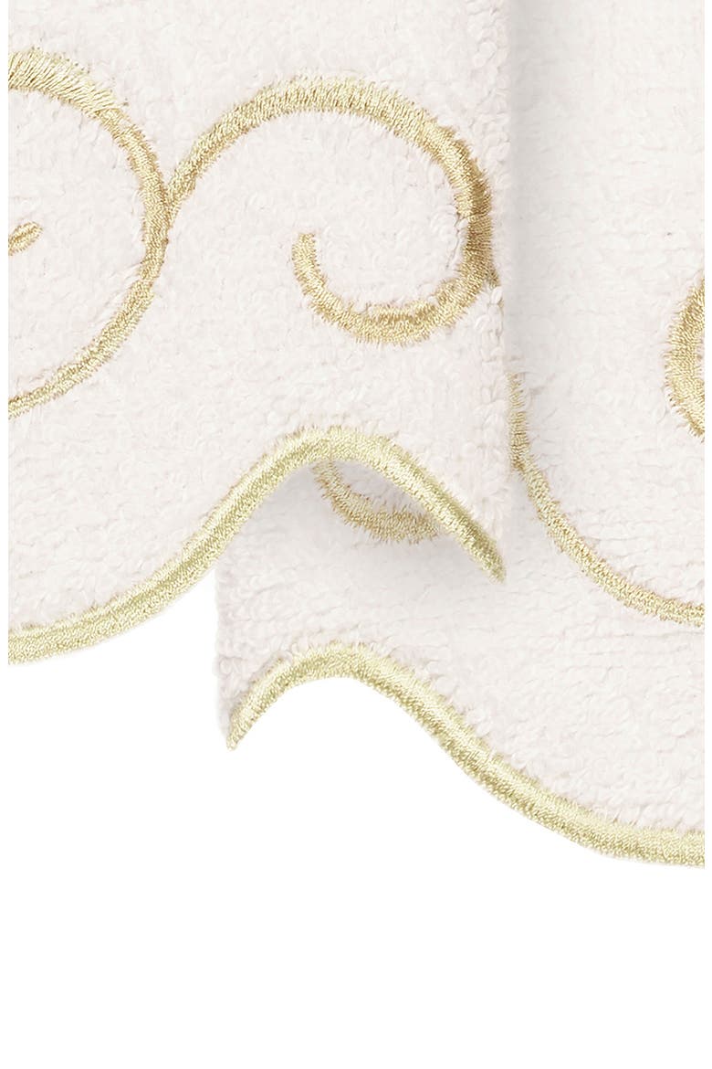2-Piece Simplicity Embroidered Turkish Cotton Fingertip Towel Set, Alternate, color, WHITE/ BEIGE