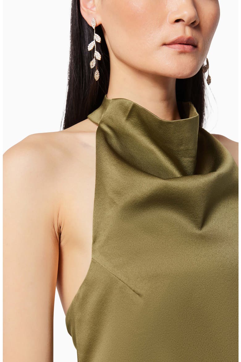 Camo Asymmetric Satin Cocktail Dress, Alternate, color, KHAKI