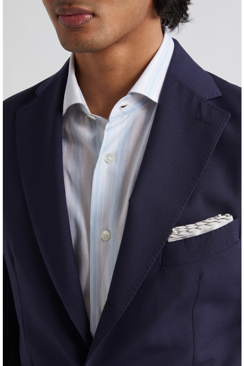 Three-Button Wool & Silk Blazer, Alternate, color, BLUE