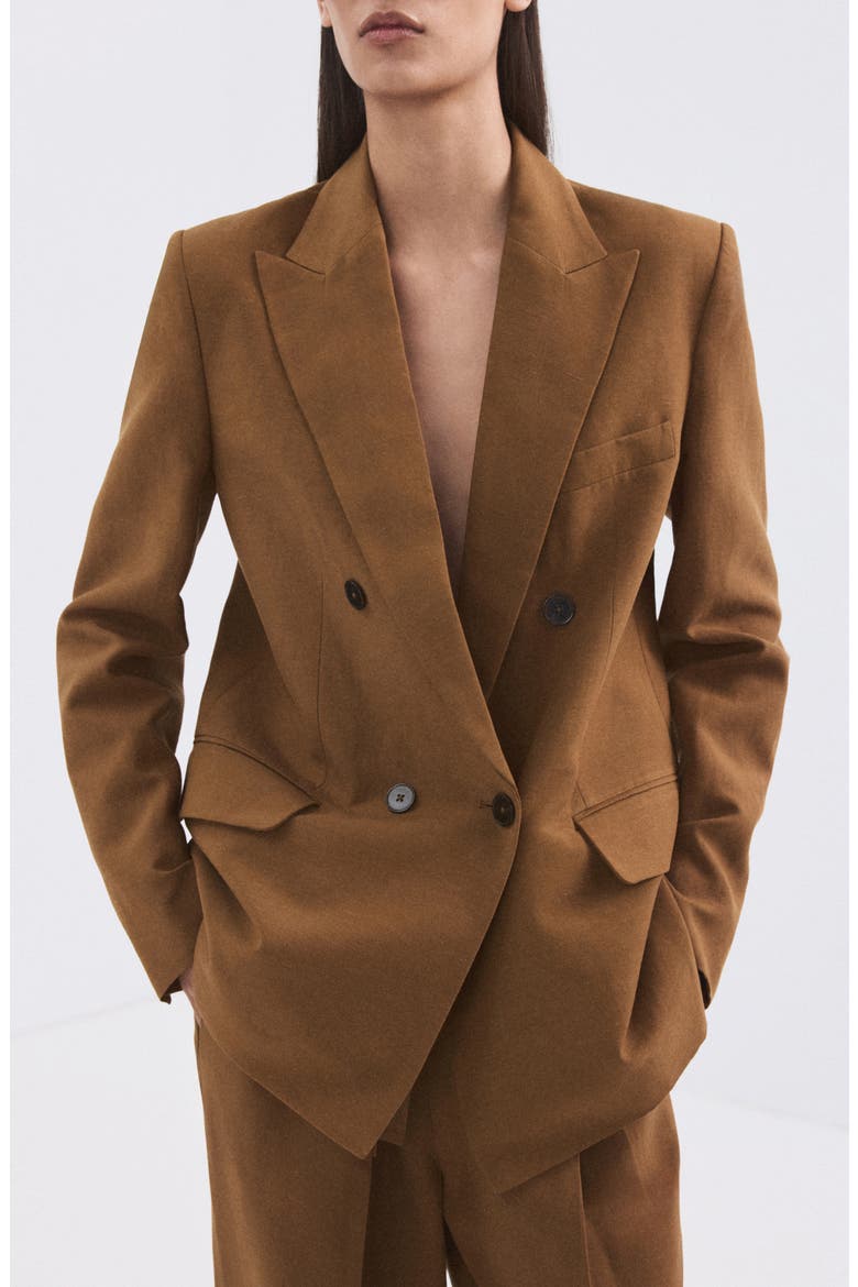 Double Breasted Blazer, Main, color, CARAMEL