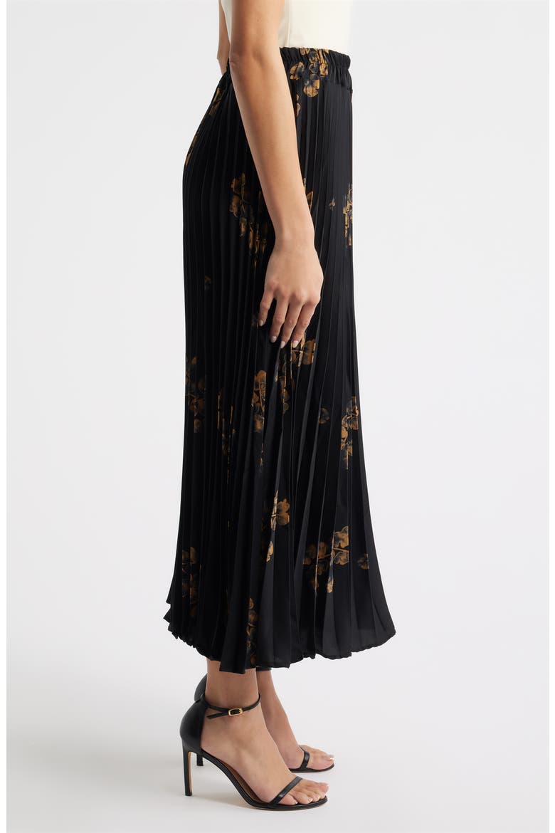 Alessandra Pleated Midi Skirt, Alternate, color, BLACK