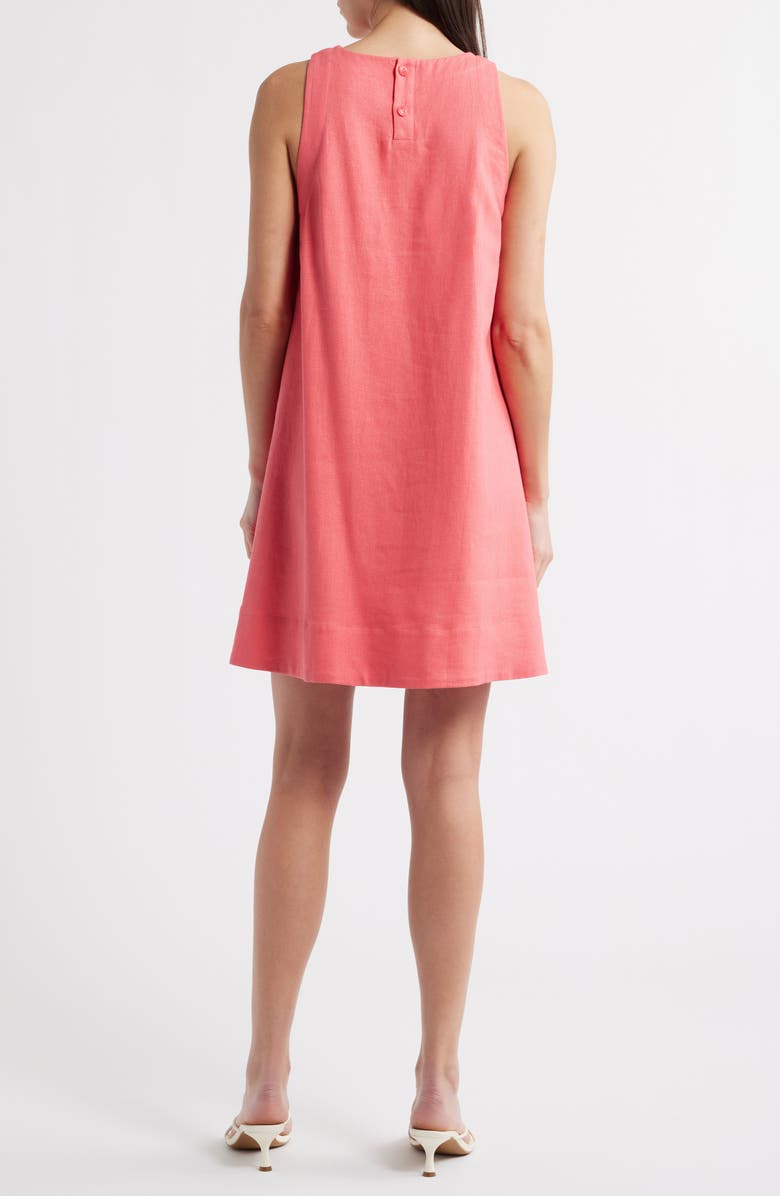 Charles Henry Sleeveless Linen Blend Trapeze Dress, Alternate, color, Coral