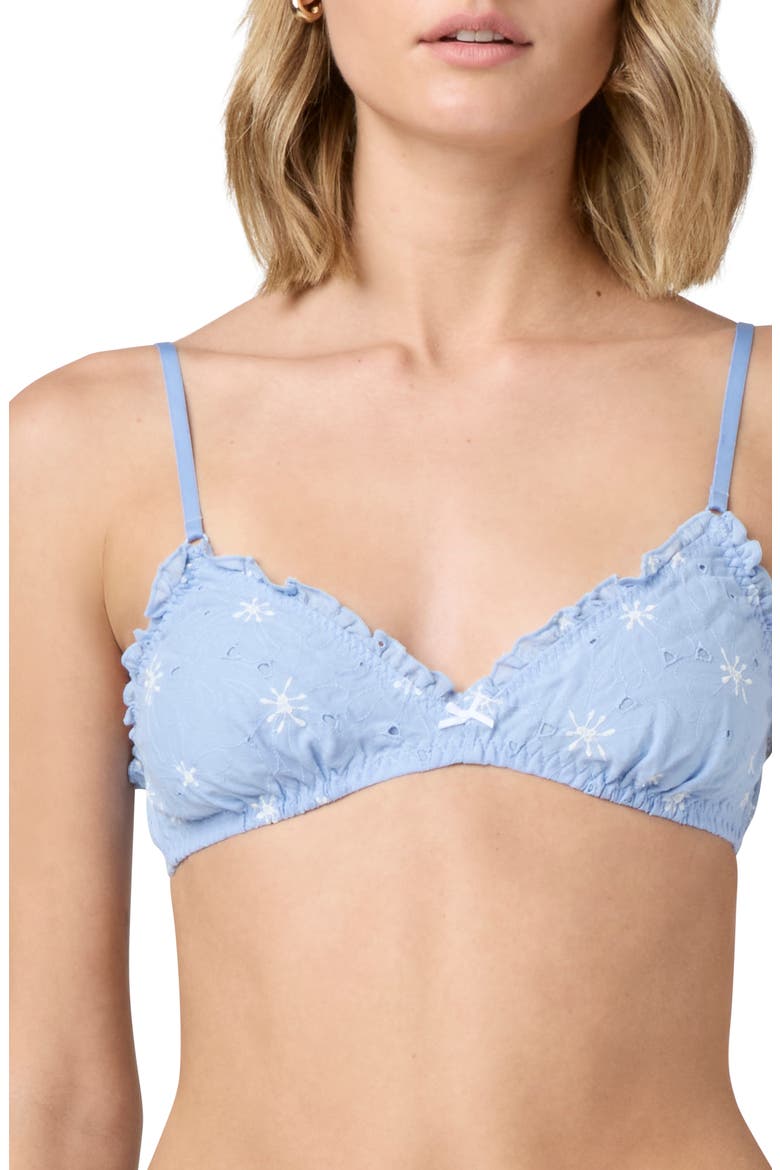 Eyelet Cotton Bralette, Alternate, color, BLUE JET STREAM