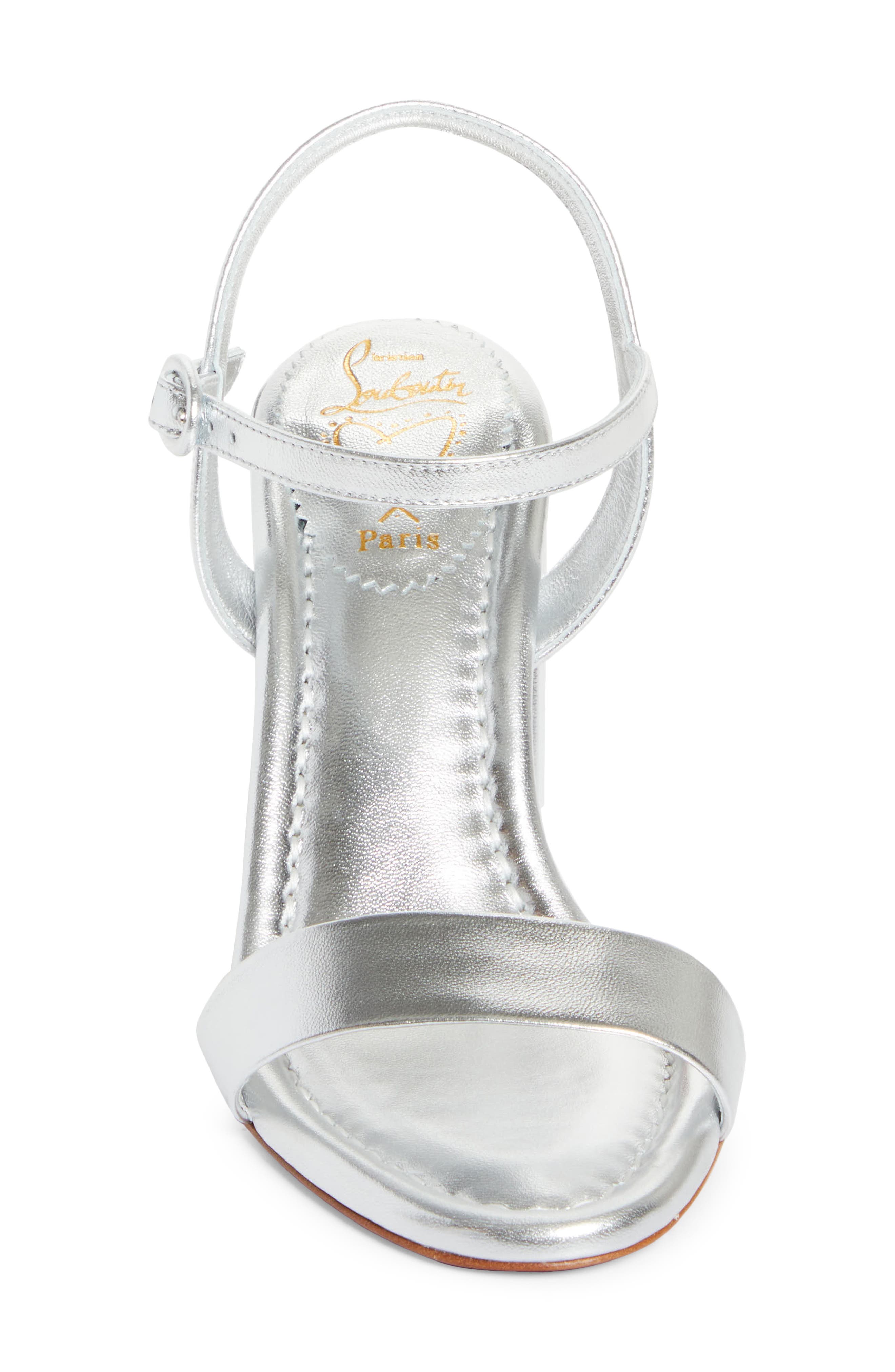 Christian Louboutin Miss Jane Sandal, Alternate, color, Silver/ Silver