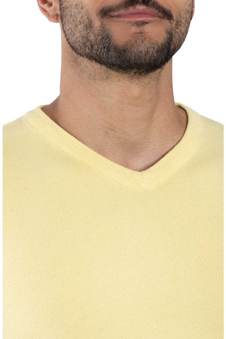 V-Neck Rib Knit Sweater, Alternate, color, BANANA