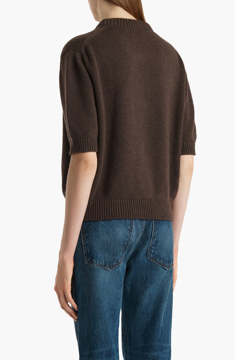 Khaite Davin Short Sleeve Cashmere Sweater, Alternate, color, Coffee